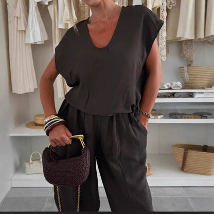 Damen Jumpsuit Elastisch Mit Taschen Bequem