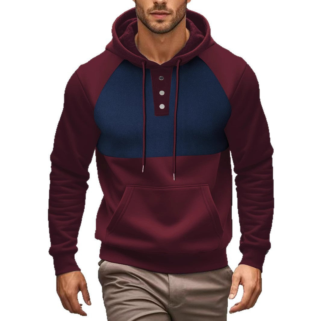 Herren Hoodie Sportlich mit Kontrastdetails Modern