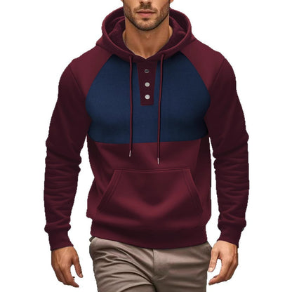 Herren Hoodie Sportlich mit Kontrastdetails Modern