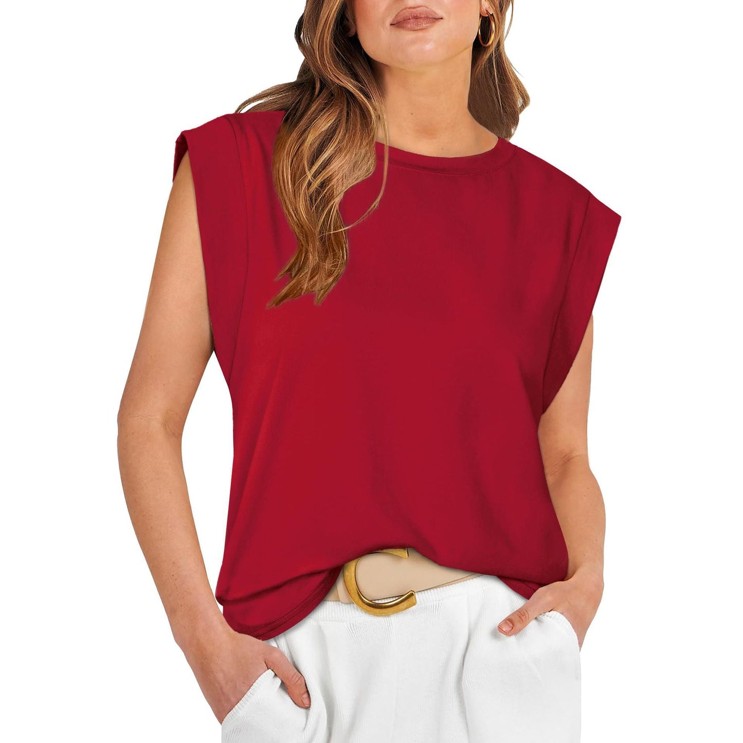 Damen Oversized T-Shirt mit Schulterpolstern Großes Design
