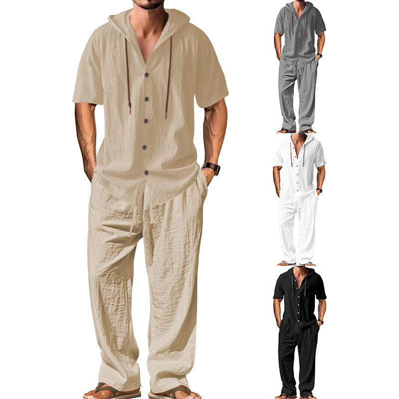 Herren Freizeitanzug Kurzarm Kapuze Relaxt Fit - BerlinGlamour
