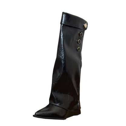Damen Stiefel Knöchelhoch Flexible Schaft Knöpfchen Detail