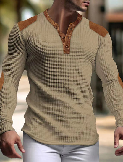 Herren Langarmshirt Modern mit Kontraststreifen und Strukturoptik