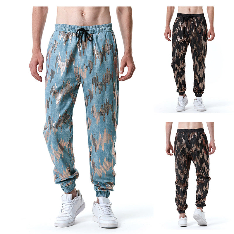 Herren Freizeithose Elastisch Glitzer Effekt Stretch