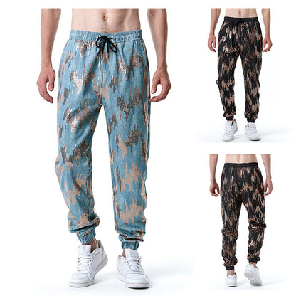 Herren Freizeithose Elastisch Glitzer Effekt Stretch