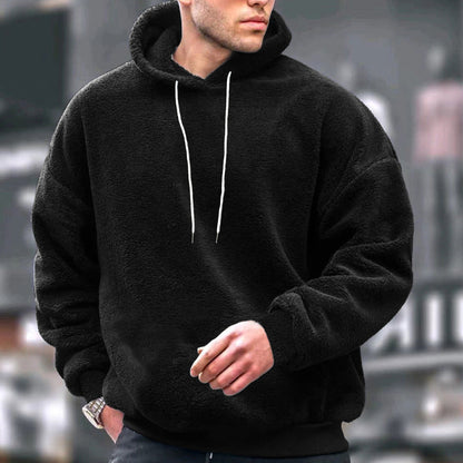 Herren Fleece-Hoodie mit Kängurutasche und verstellbarer Kapuze Warm
