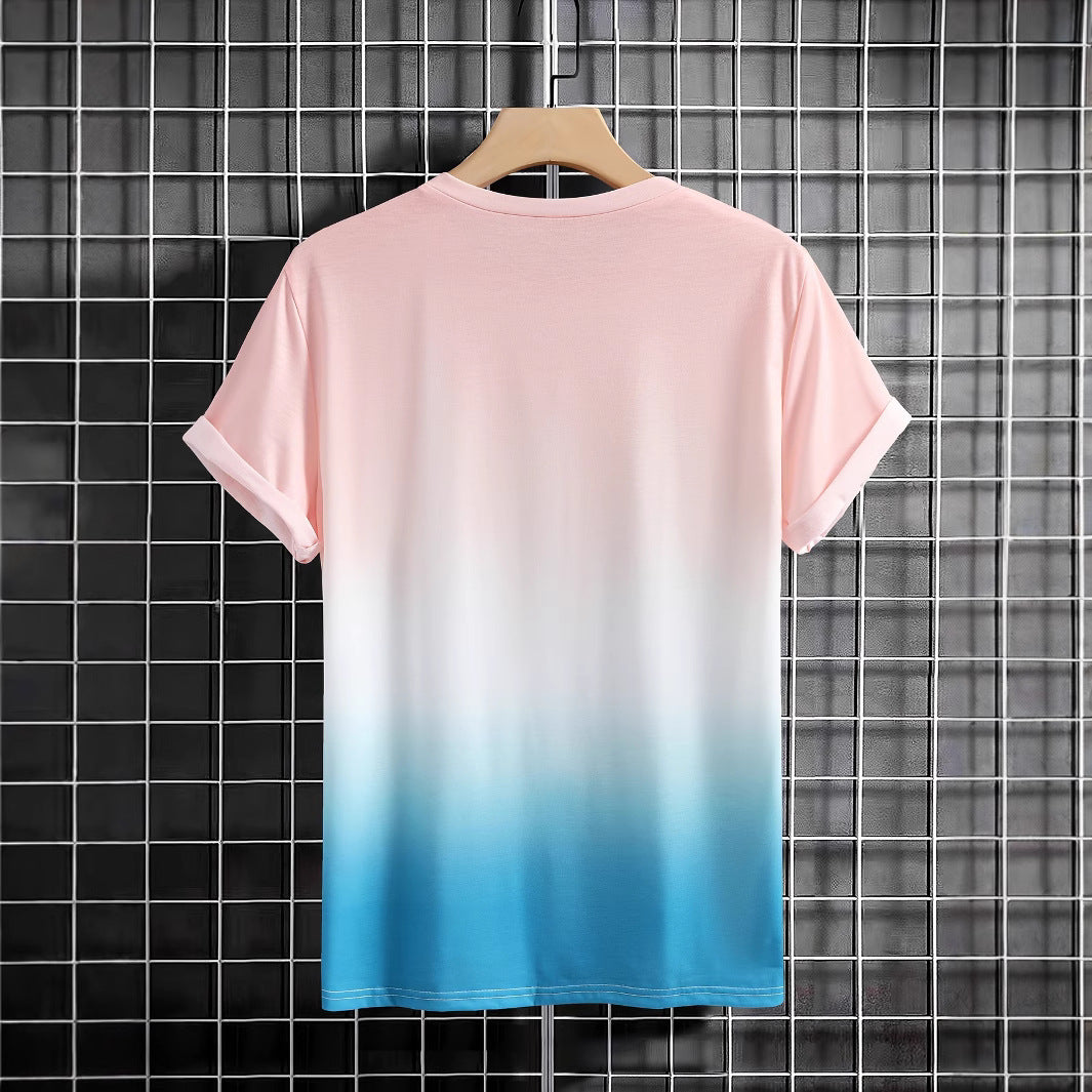 Herren T-Shirt Palmen Stickerei Farbverlauf Modern