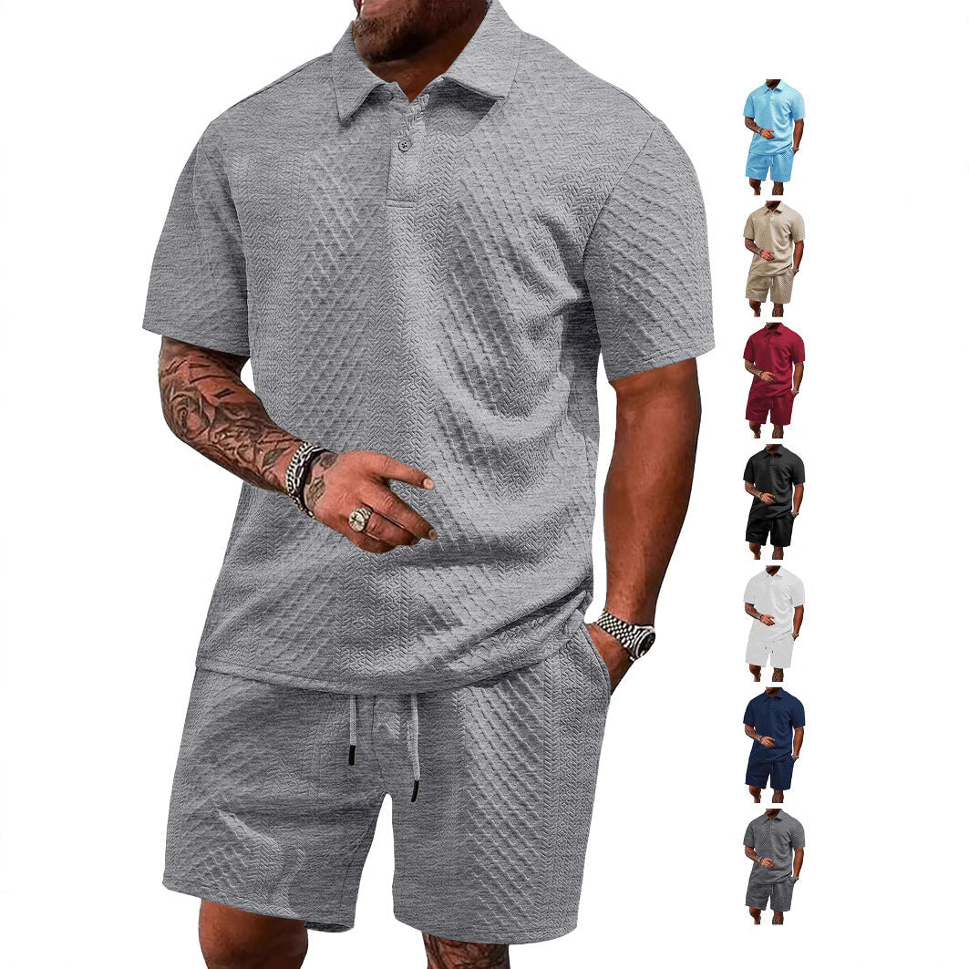 Herren Sportshirt Poloshirt mit Shorts Sommer