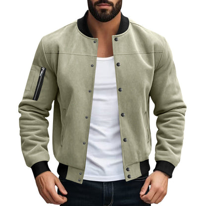 Männer Bomberjacke Weich Mikrofaser Taschen Elastisch