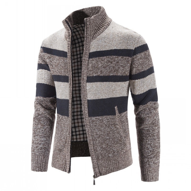 Herren Strickpullover Modern mit Reißverschluss Streifen Design