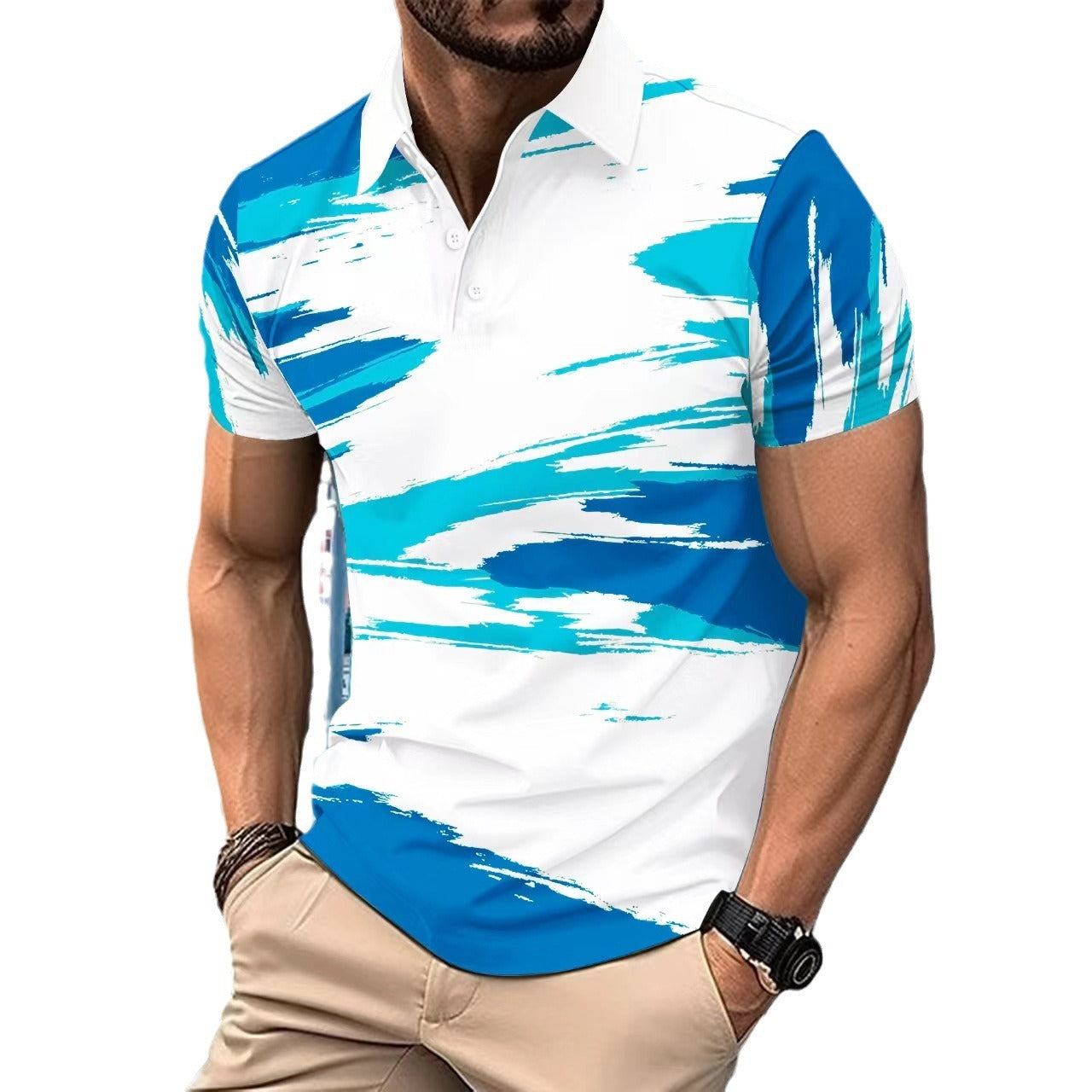 Herren Poloshirt Grafikdesign atmungsaktiv Sportlich