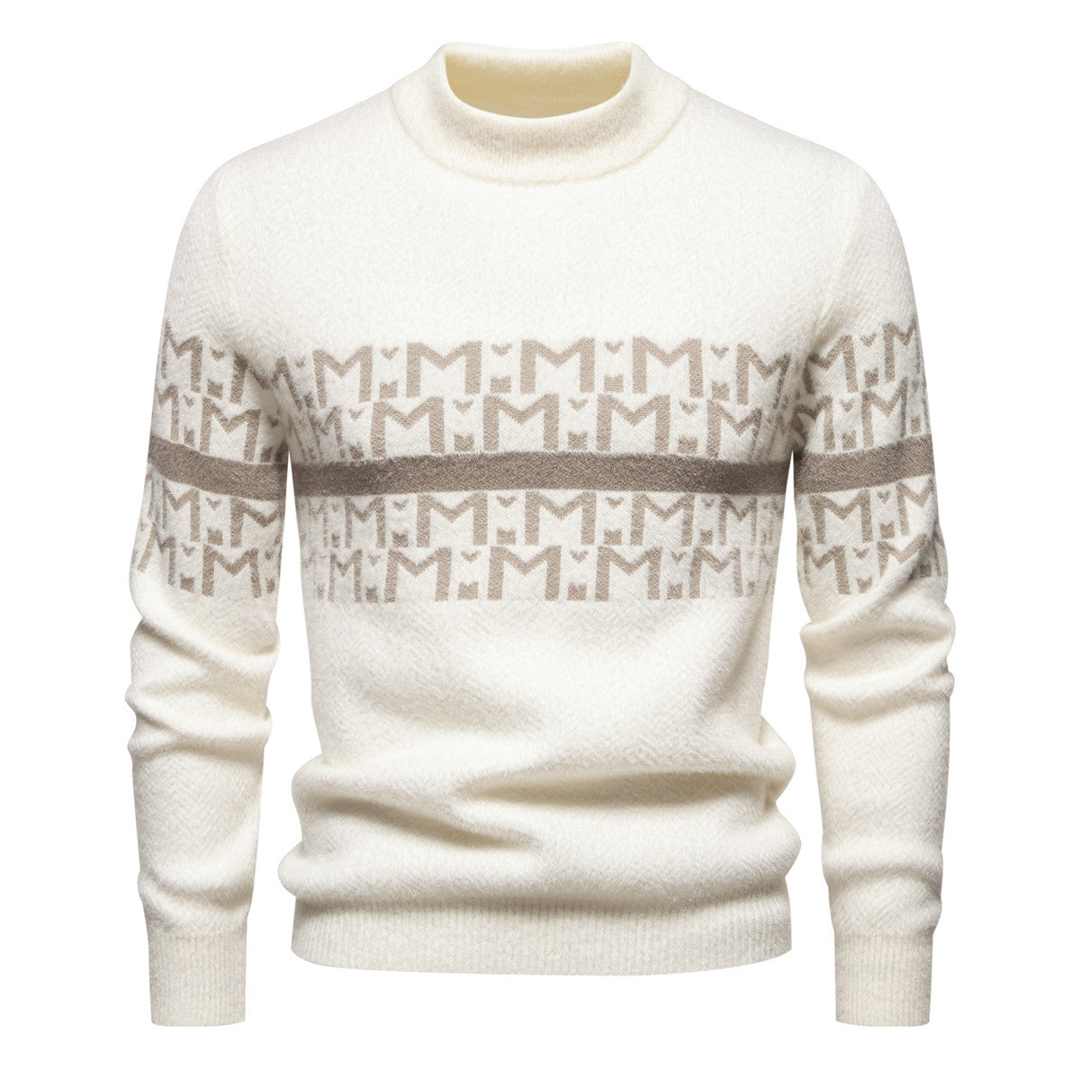 Herren Pullover Strick Zopfmuster Stehkragen Modern