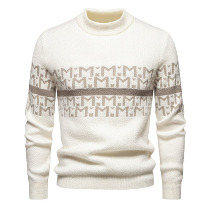 Herren Pullover Strick Zopfmuster Stehkragen Modern