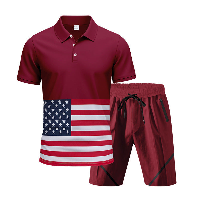 Herren Polo-Shirt Set Sportlich Flaggenmuster Berlin