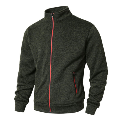 Herren Fleecejacke Sportlich Reißverschluss Kragen Warm