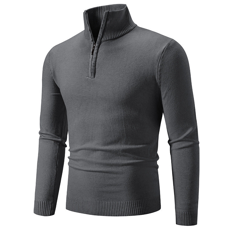 Herren Rollkragenpullover Strukturiert Reißverschluss Modern