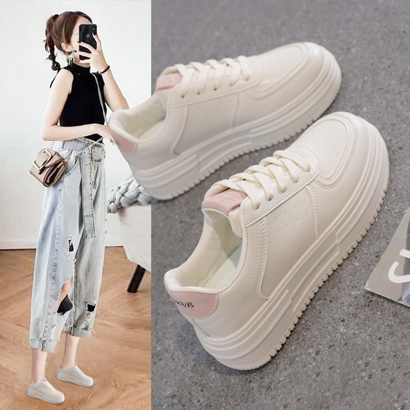 Damen Plateau Sneaker Elegant Komfortabel Weiße Sneakers