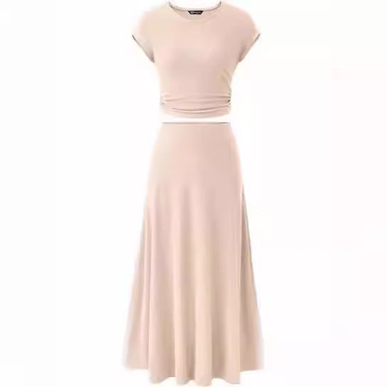 Damen Maxikleid Elegant mit Raffung Schnitt Lang - BerlinGlamour