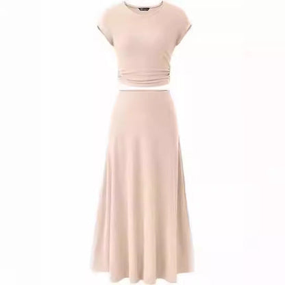 Damen Maxikleid Elegant mit Raffung Schnitt Lang - BerlinGlamour