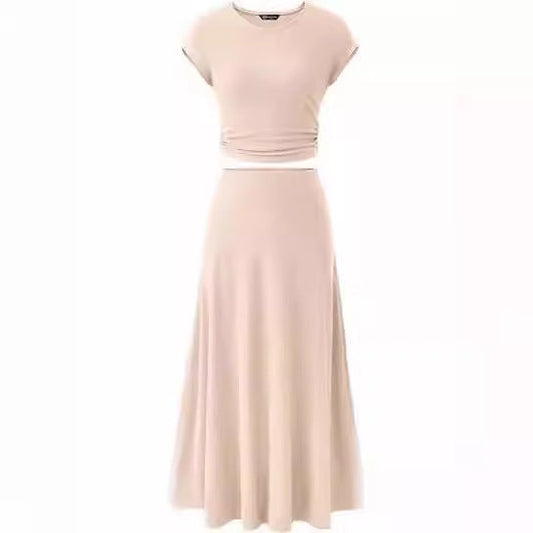 Damen Maxikleid Elegant mit Raffung Schnitt Lang - BerlinGlamour