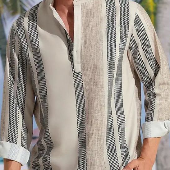 Herren Langarmshirt Modern Strukturiert Locker - BerlinGlamour