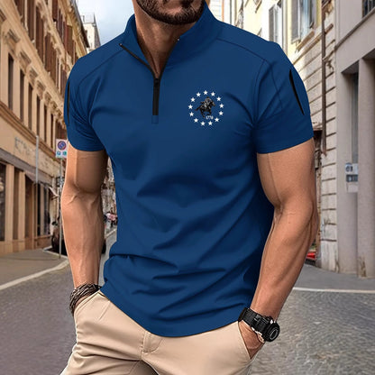 Herren Funktionsshirt Kurzarm mit Reißverschluss Modern