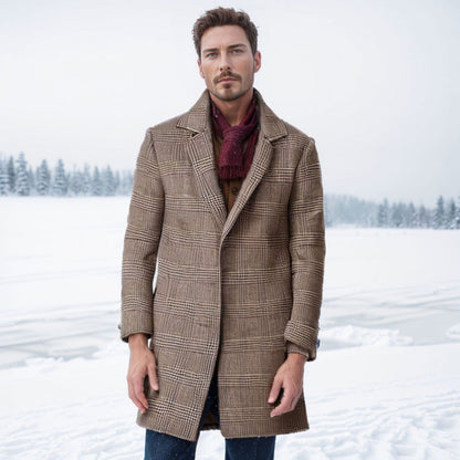 Herren Karomantel Elegant Warm mit Innenauskleidung