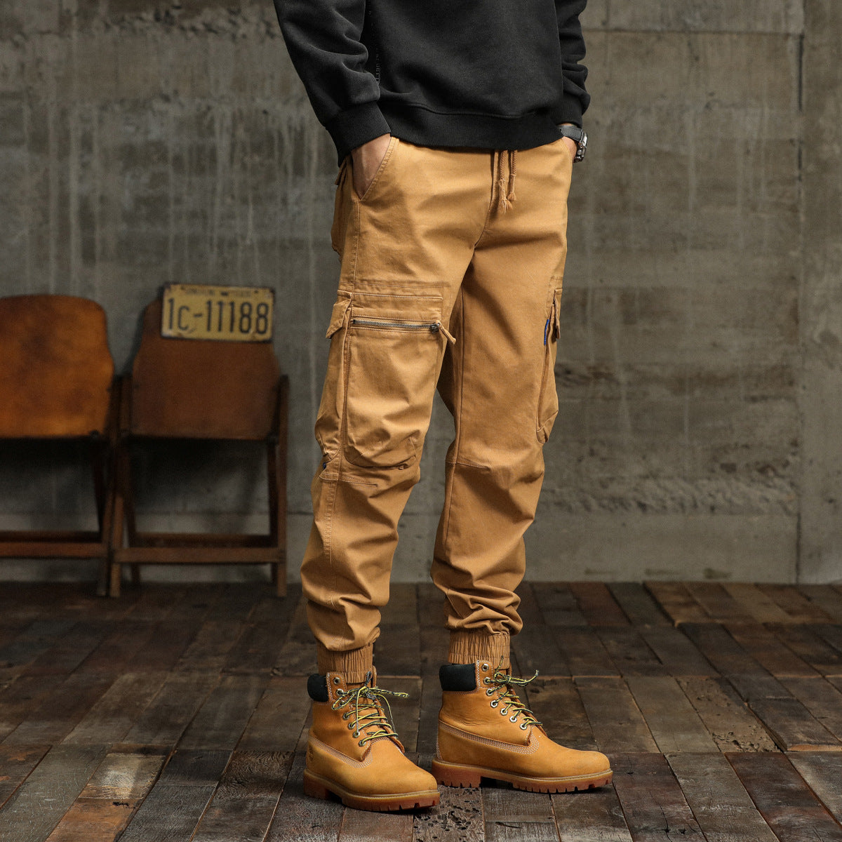 Herren Cargo-Hose Funktions-Taschen Elastischer Bund - BerlinGlamour
