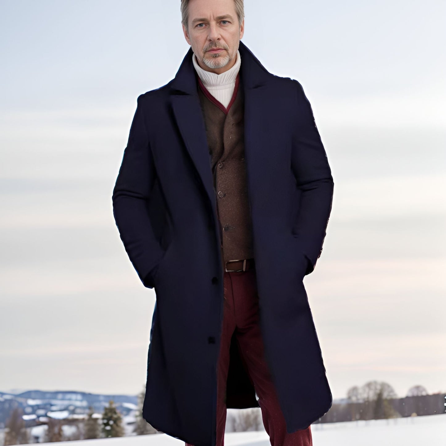 Langer Wintermantel Herren Elegant Schwarz - BerlinGlamour