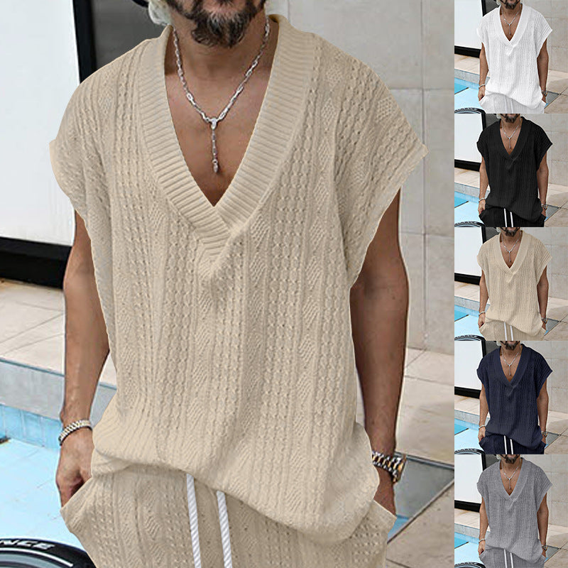 Herren Stricktop Ärmellos V-Ausschnitt Modern - BerlinGlamour