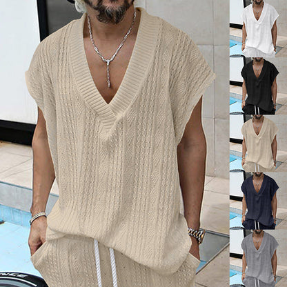Herren Stricktop Ärmellos V-Ausschnitt Modern - BerlinGlamour