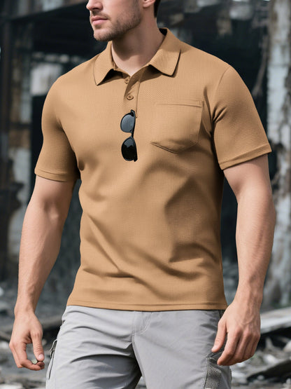 Herren Polohemd Modern mit Brusttasche und Struktur