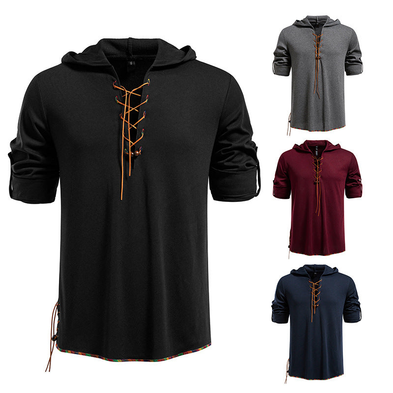 Herren Hoodie Lässig mit Schnürung Modern