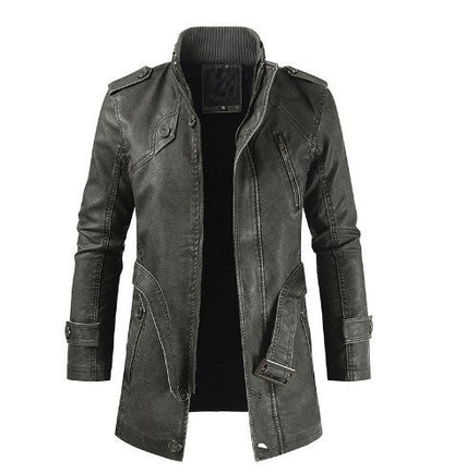Lederjacke Herren Modisch Asymmetrisch Reißverschluss