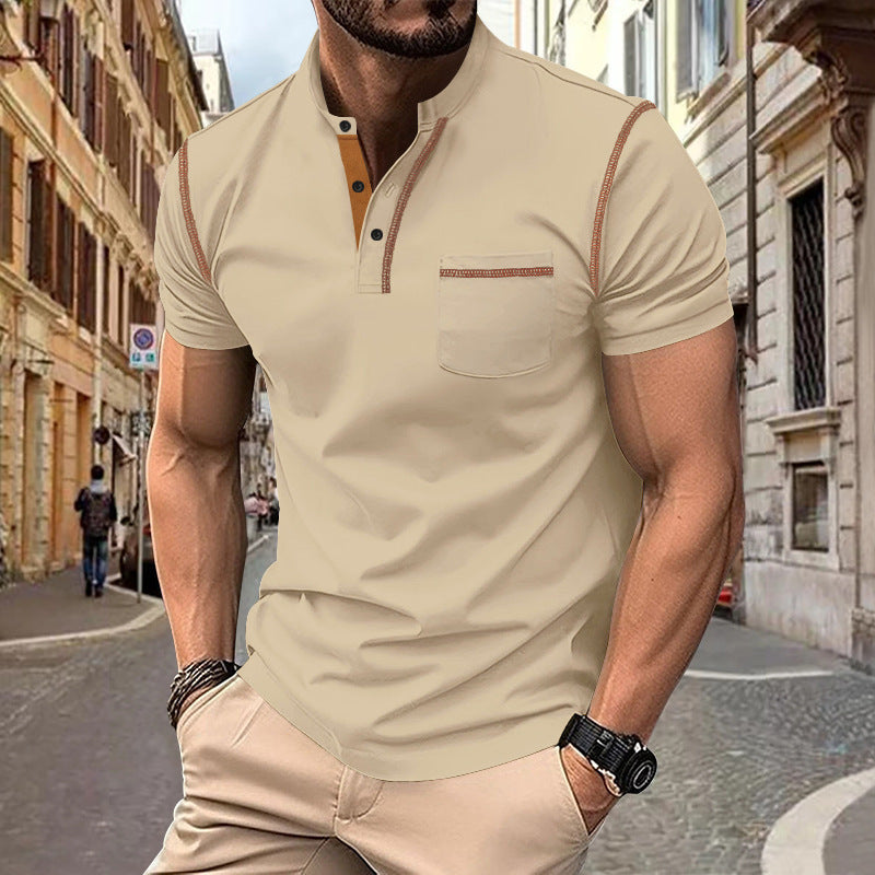 Herren Polo-Shirt Modern Struktur Knöpfe Slim-Fit