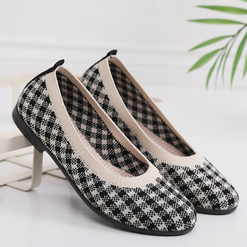 Damen Ballerinas Atmungsaktiv Strick Oberteil Modisch