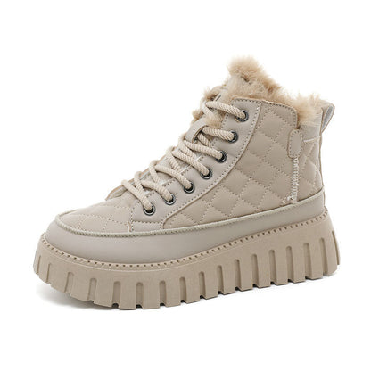 Damen Sneaker High Top Luxus Kunstfell Rutschfest