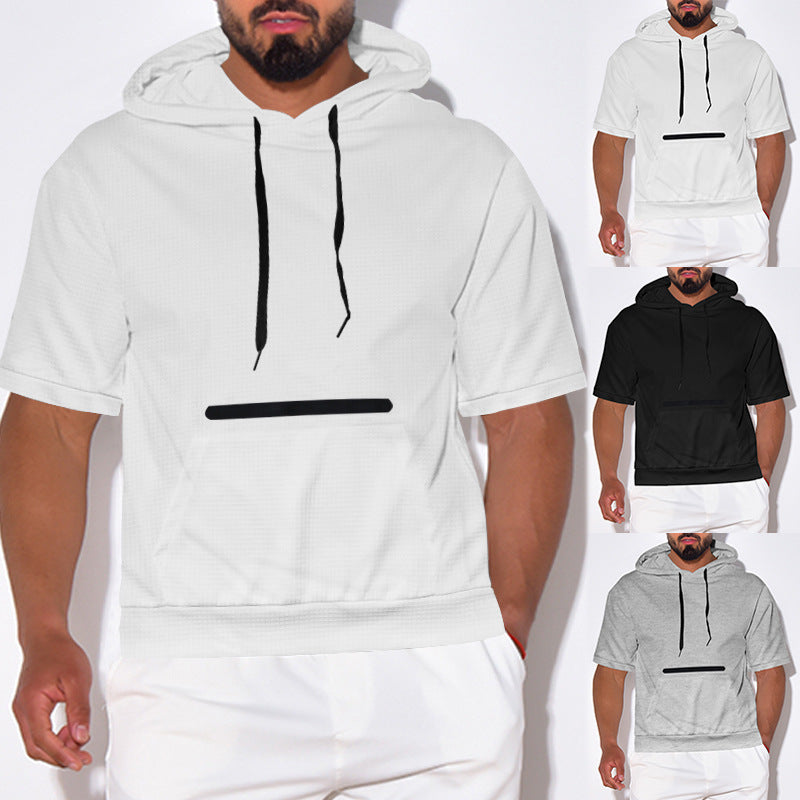 Herren Kurzarm Hoodie Lässig Mit Kängurutasche Sportlich - BerlinGlamour