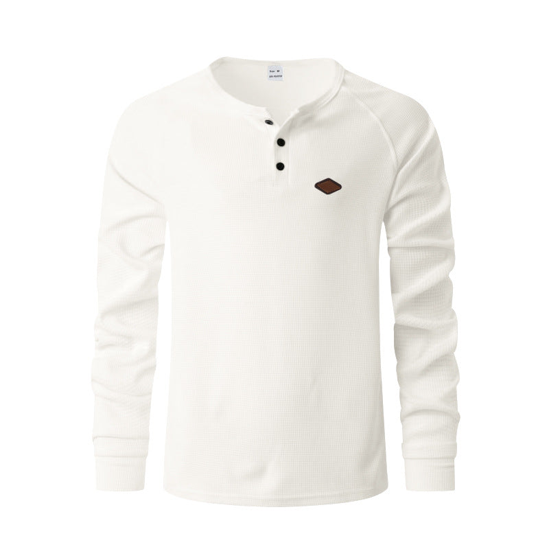 Herren Langarm-Shirt mit Knöpfen und Textil-Muster Modern
