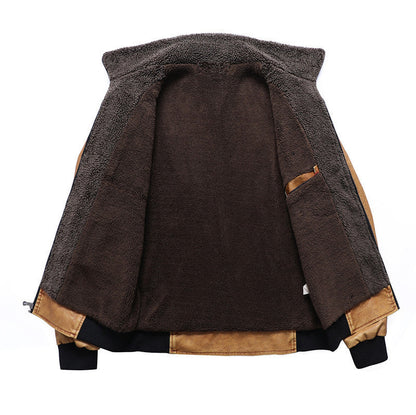 Lederjacke Herren Imitat Leder Schwarz Modern