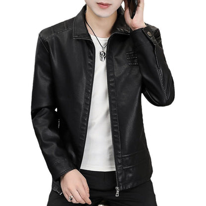Herren Lederjacke Modern Schwarz Kunstleder