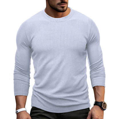 Herren Longsleeve Elastisch Ripp-Oberteil Modern