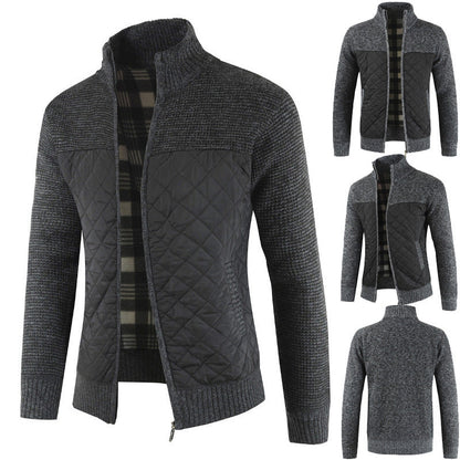 Herren Steppjacke Strickdetails Winterwarm Modisch - BerlinGlamour