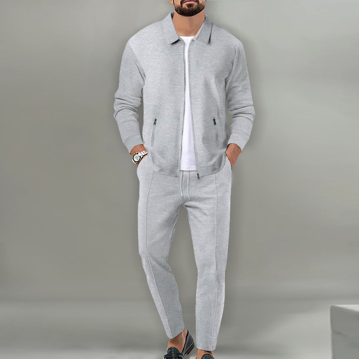 Herren Sportanzug Set Modern mit Taschen Grau