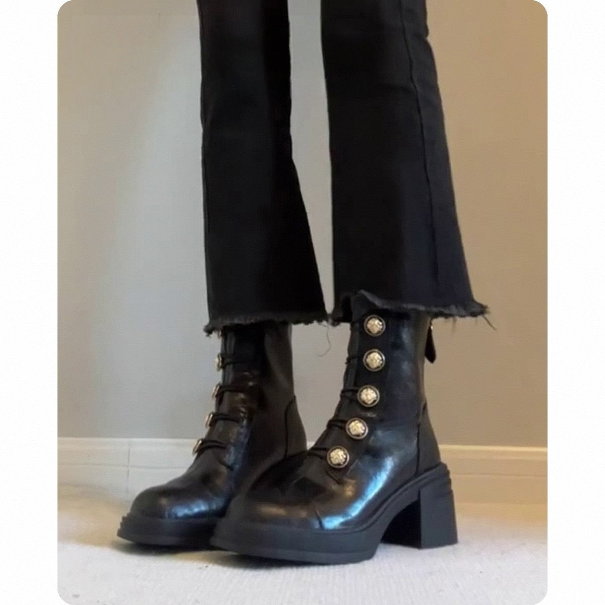 Damen Stiefel Ankle Boots Modern Knöpfe Schuhe