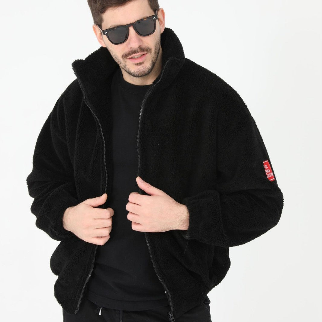 Herren Teddyjacke Warm Kuschelig Hochkragen Winterjacke
