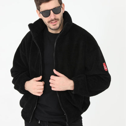 Herren Teddyjacke Warm Kuschelig Hochkragen Winterjacke