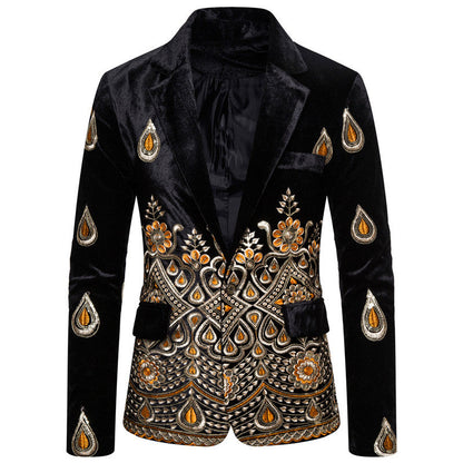 Maßgeschneiderter Samt Blazer Herren Elegant Schwarzer Anzug