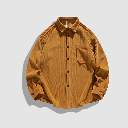 Herren Kordhemdjacke Lässig Mit Brusttaschen