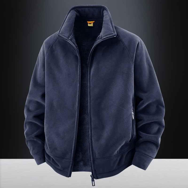 Herren Fleecejacke Weich Warm Reißverschluss Schwarz
